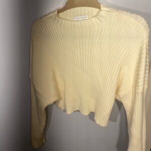 Cream Ribbed Women's Sweater